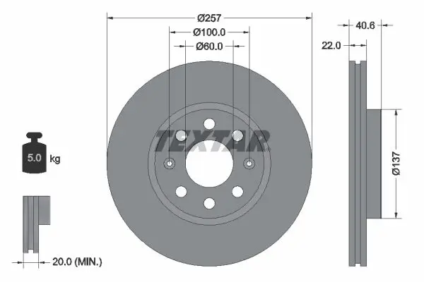 Textar Disque De Frein 92145703 Fiat;Opel;Vauxhall - Image 4
