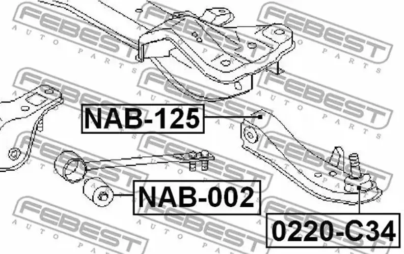 FEBEST 0220-C34 Rotule de suspension Essieu avant inférieur